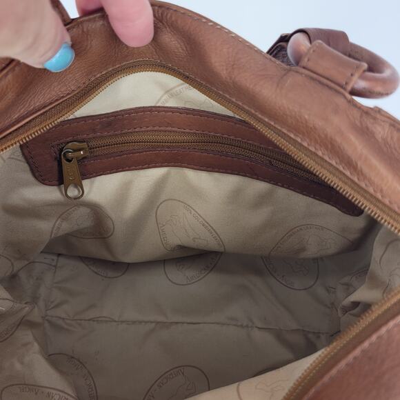 American Angel Colombian Leather Tote Bag Handwoven Tapestry Art Boho Southwest - Picture 10 of 15